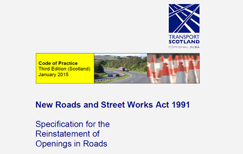 Cover Image for Specification for the Reinstatement of Openings in Roads